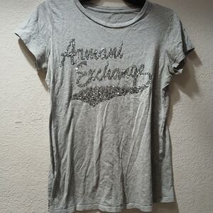 Armani Exchange Silver Sequin Short Sleeve Tee